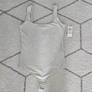 NWT Abercrombie S Gray Cotton-Blend Seamless Fabric Tank Bodysuit